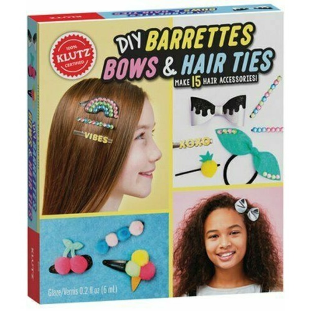 Klutz DIY Barrettes Bows & Hair Ties Craft Kit Make 15 Accessories Ages 7+ NEW